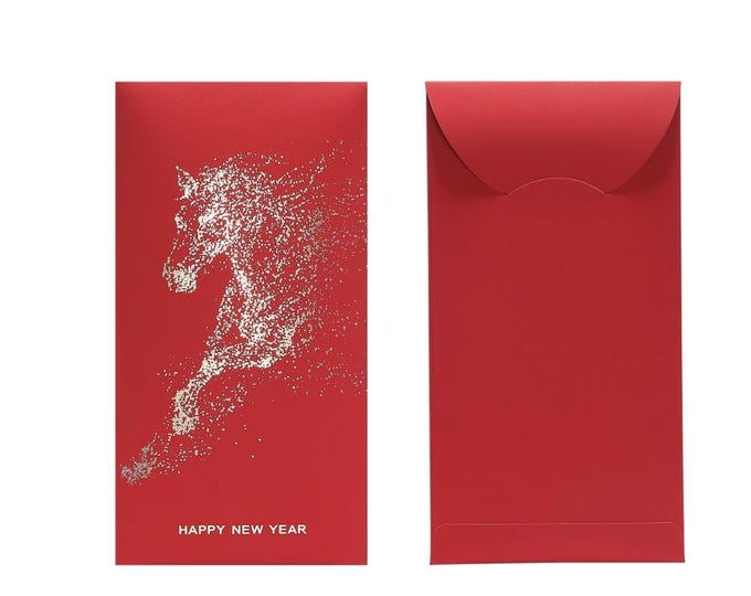 Year of the Horse 2026 Gold Foil Red Envelopes, Lucky Money Gift Red Packets