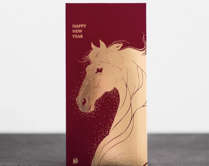 Year of the Horse 2026 Gold Foil Red Envelopes, Lucky Money Gift Red Packets