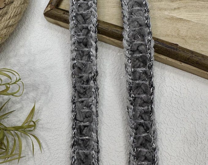 Gray Braided Lace Trim, Costume Design Sewing Embellishment, Sold by 1 Yard