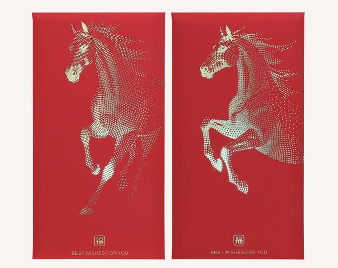 Year of the Horse 2026 Gold Foil Red Envelopes, Lucky Money Gift Red Packets