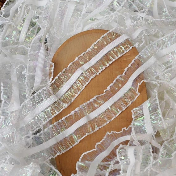 Iridescent trim, decor trimming for costume design sewing embellishment headwear dress coat cuff collar bag home deco Sold by 1 yard