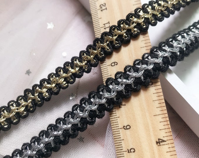 Metallic Braided Lace Trim, Costume Design, Sold by 1 Yard