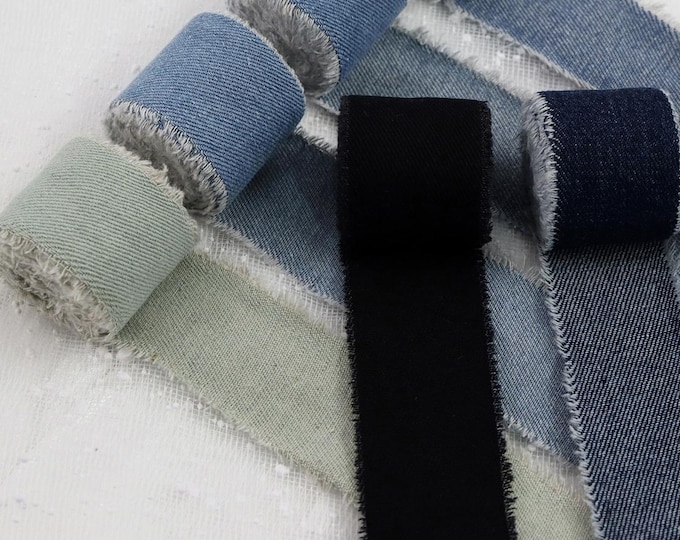 Frayed Denim Ribbon Trim, Costume Design, Home Decor (1.5yd)