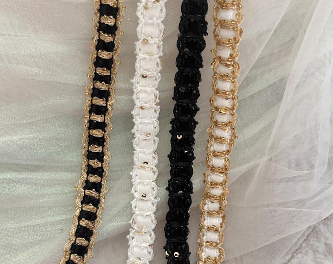 Beaded Sequin Trim, Costume Design Sewing, Home Decor - Sold by 1 Yard