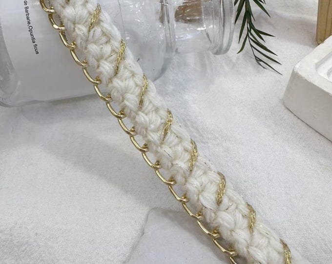 Tweed Lace Trim Chain, Costume Embellishment, Sold by 1 Yard