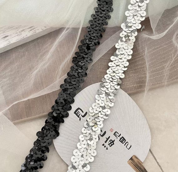 Sequins Lace trim, decor trimming for costume design sewing embellishment bridal trim dress coat cuff collar bag home deco Sold by 1 yard