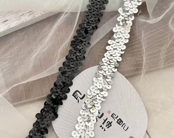 Sequin Lace Trim, Costume Design Embellishment, Sold by 1 Yard