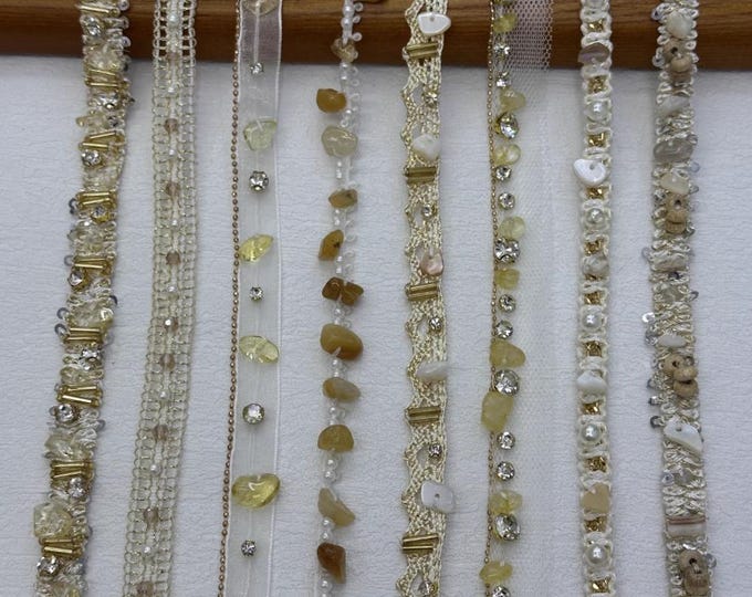 Stone Lace Trim, Costume Design Embellishment, Sold by the Yard