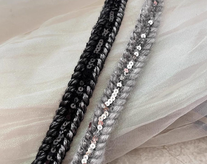 Sequin Braid Lace Trim, Costume Design Embellishment, Sold by the Yard