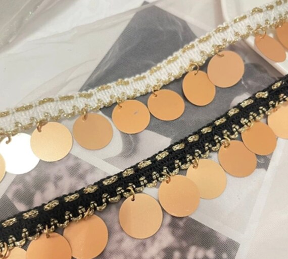 Sequins Ribbon trim, decor trimming for costume design sewing bridal trim headwear dress coat belt home deco Sold by 1 yard