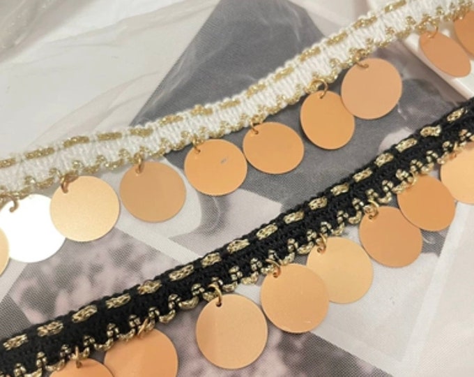 Sequin Trim, Costume Design Ribbon, Bridal Headwear, Sold by 1 Yard