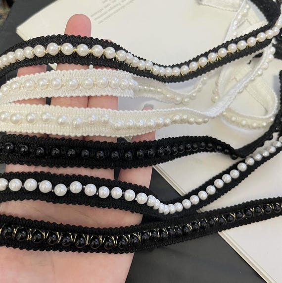 Beaded trim, decor trimming for costume design sewing embellishment bridal trim headwear dress coat cuff collar bag home deco Sold by 1 yard