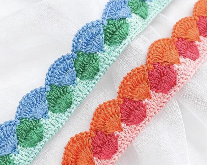 Crochet Woven Trim, Costume Design Sewing Embellishment, Sold by 1 Yard