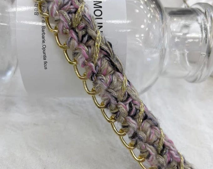 Tweed Lace Trim Chain, Costume Embellishment, Sold by 1 Yard