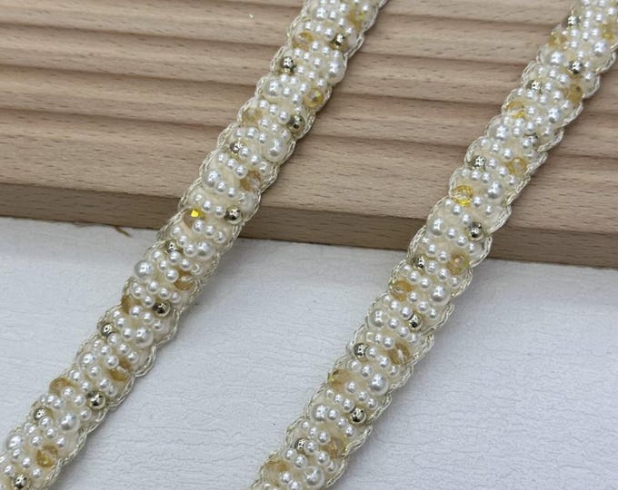 Beaded Trim, DIY Sewing Supply for Clothes, Hair Bows & Bags, Sold by 1 Yard