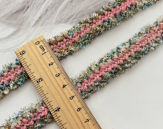 Pink Woven Lace Trim, Costume Design Embellishment, Sold by 1 Yard