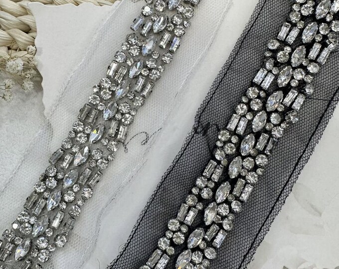 Rhinestone Bridal Trim, Sewing Embellishment - Sold by 1 Yard