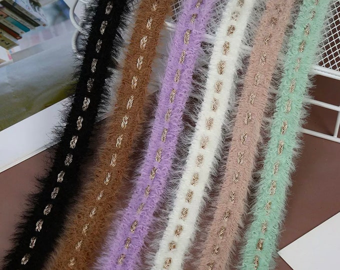 Fuzzy Lace Trim, Costume Design Embellishment, Sold by 1 Yard