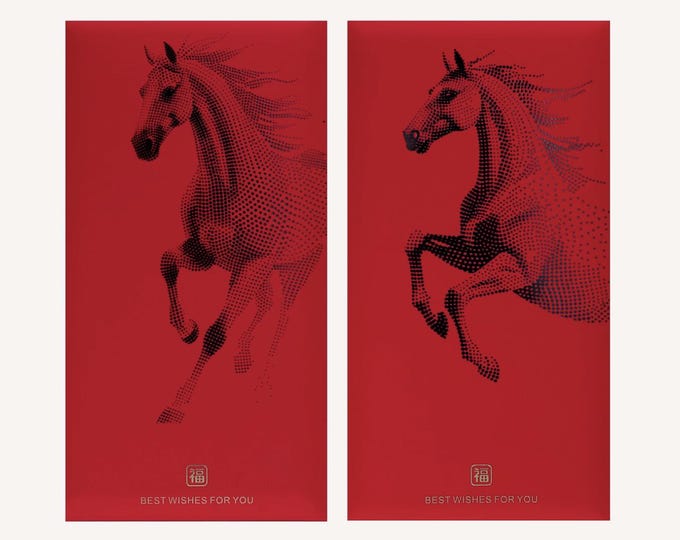 Year of the Horse 2026 Gold Foil Red Envelopes, Lucky Money Gift Red Packets