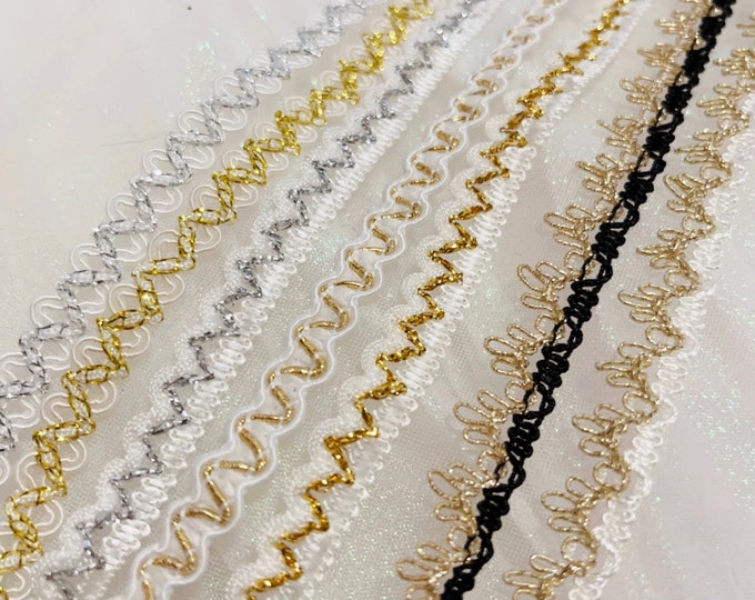 Metallic Lace Trim, Costume Design Embellishment, Sold by 1 Yard