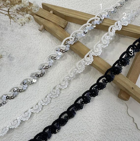 Sequins Ribbon trim for costume design sewing embellishment bridal trim dress coat cuff collar Sold by 1 yard