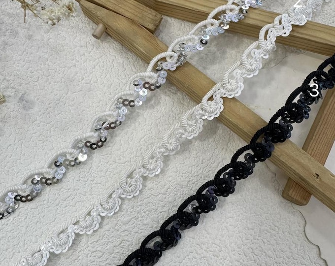 Sequin Lace Trim: Costume, Bridal, Sewing Embellishment (Sold by 1 Yard)