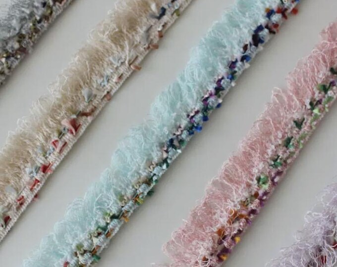 Fringed Lace Trim, Costume Design Sewing Embellishment, Sold by 1 Yard