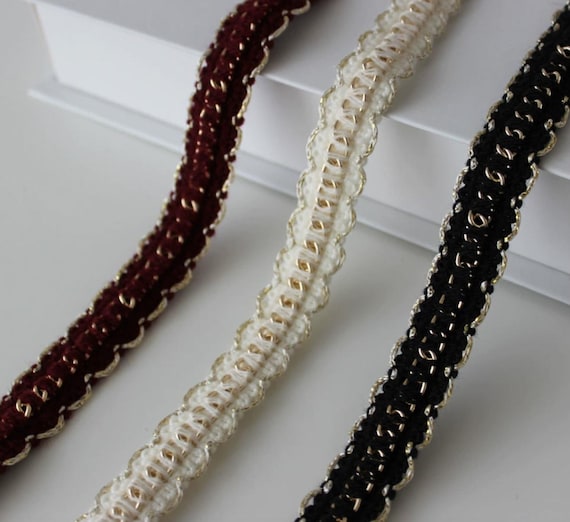 Chains Lace trim, decor trimming for costume design sewing embellishment bridal trim dress coat cuff collar bag home deco Sold by 1 yard