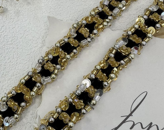 Sequin Beaded Lace Trim, Costume Design, Bridal Embellishment