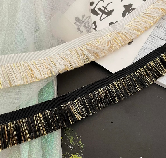 Fringed trim, Tassel trim, Metallic trim, Lace trim ribbon for costume design bridal trim dress coat cuff collar bag Sold by 1 yard