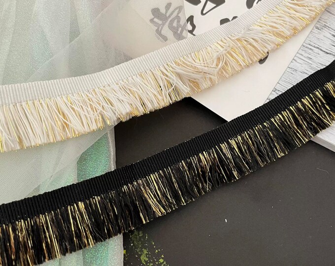 Metallic Fringed Trim, Costume Design Ribbon, Sold by 1 Yard