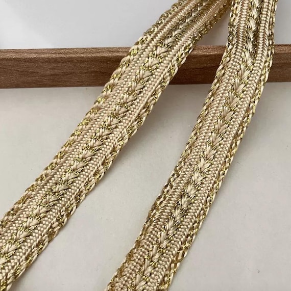 Gold Metallic trim for costume design sewing embellishment bridal trim dress coat cuff collar Sold by 1 yard