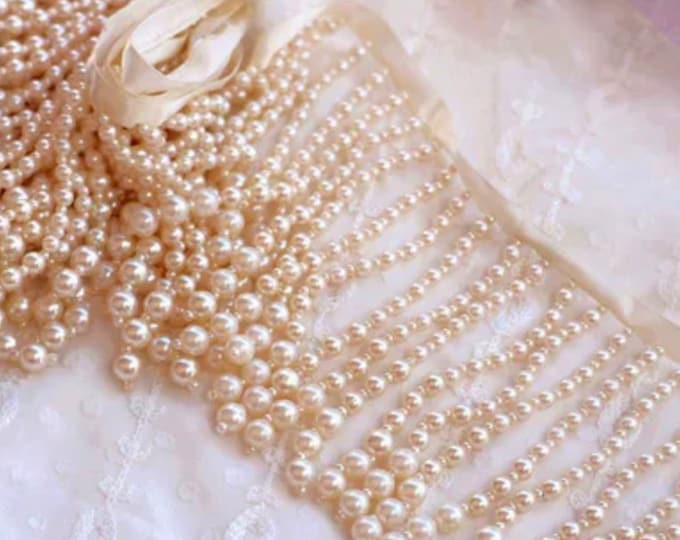Pearl Bead Fringe Tassel Trim By The Yard