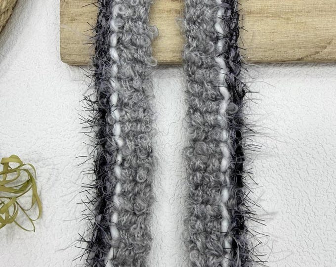 Gray Fringe Trim, Couture Dress Embellishment Sold by 1 Yard