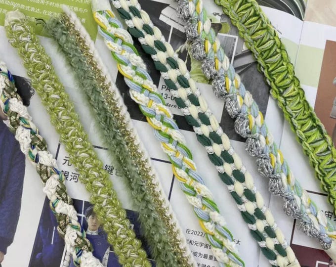 Green Braided Lace Trim, Costume Design, Home Decor, Sold by 1 Yard