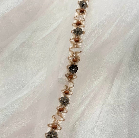 Beaded Lace trim ribbon for costume design bridal trim headwear dress coat cuff collar bag home deco Sold by 1 yard