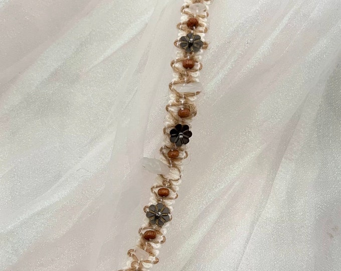 Beaded Lace Trim Ribbon, Costume Design Embellishment (1 Yard)