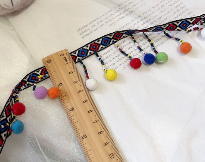 Pom Pom Lace Trim, Costume Design, Home Decor (Sold by 1 Yard)