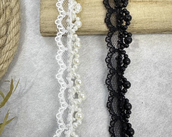 Beaded Lace Trim: Costume, Bridal, Sewing Embellishment - Sold by Yard