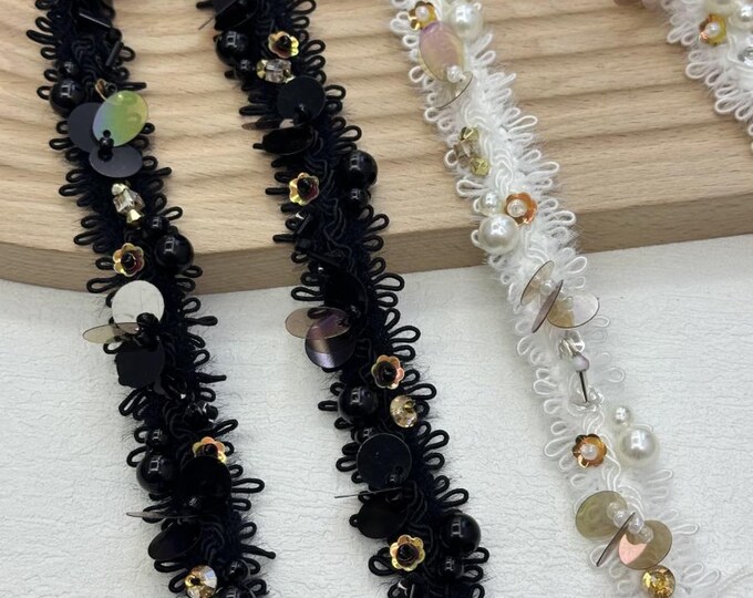 Beaded Trim, DIY Sewing Supply for Clothes, Hair Bows & Bags, Sold by 1 Yard