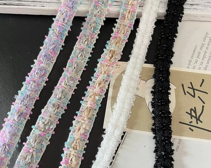 Beaded Lace Trim, Costume Design, Sewing, Bridal Trim (1 Yard)