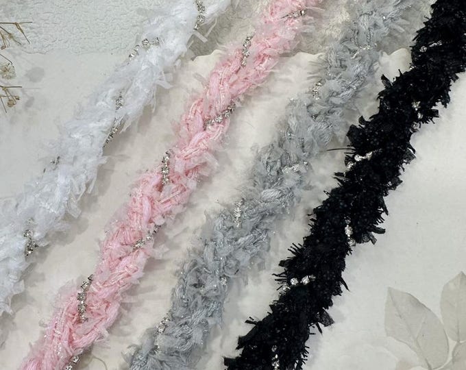 Rhinestone Lace Trim, Costume & Bridal Design, Sold by 1 Yard