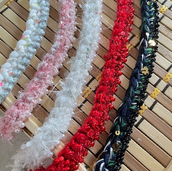 Beaded Lace trim, decor trimming for costume design sewing embellishment bridal trim dress coat cuff collar bag home deco Sold by 1 yard