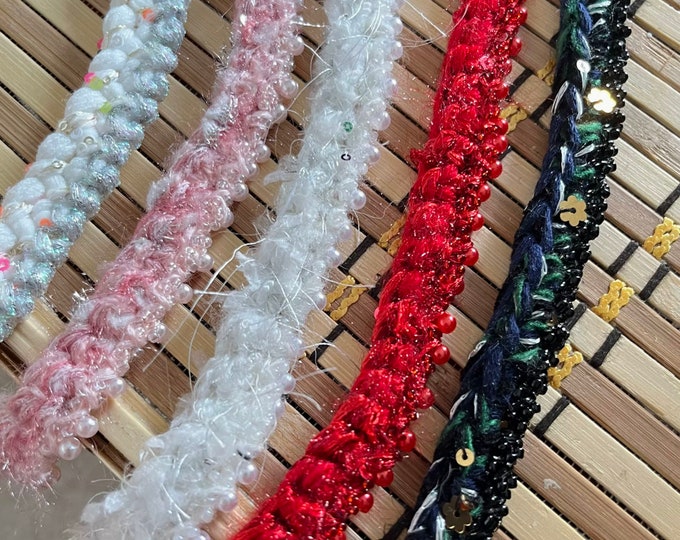 Beaded Lace Trim, Costume Design Embellishment, Sold by 1 Yard