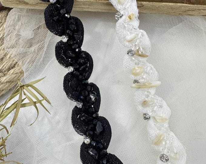 Embellished Lace Trim, Bridal, Costume Design - Sold by 1 Yard