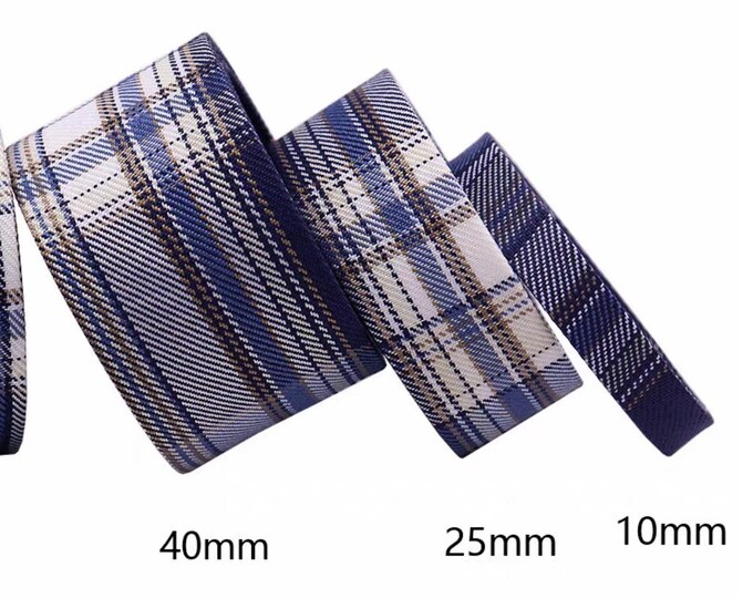 Plaid Ribbon Trim, Sewing Embellishment, Sold by 1 Yard