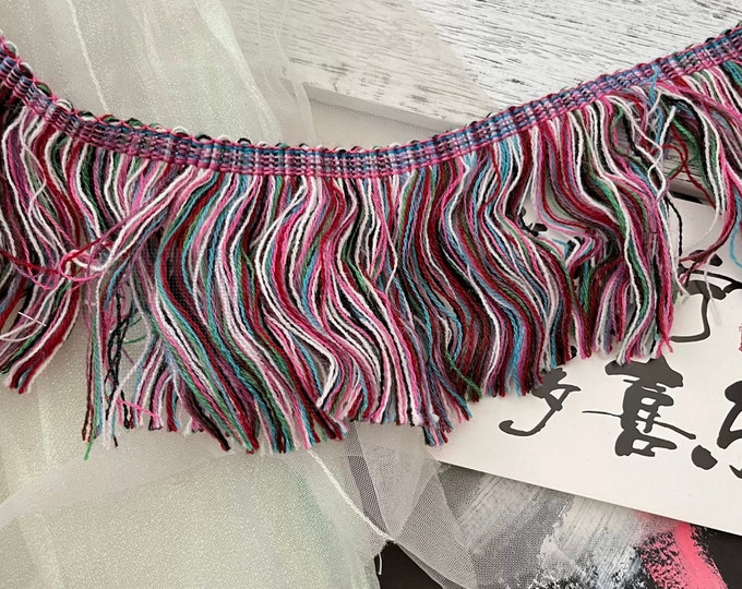 Colorful Fringed Tassel Trim, Costume Design, Bridal Trim (1 Yard)
