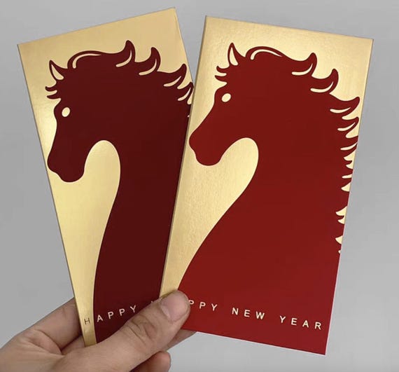 Year of the Horse 2026 Red Envelopes, Gold Foil Red Envelopes, Lucky Money Gift Red Packets