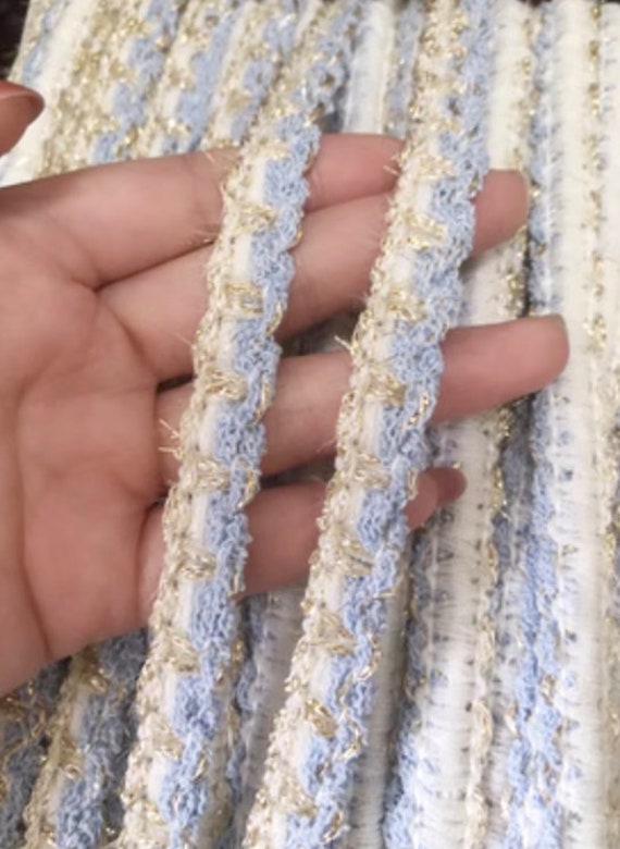 Blue Lace trim, decor trimming for costume design sewing embellishment headwear dress coat cuff collar bag home deco Sold by 1 yard