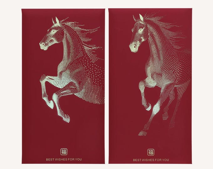 Year of the Horse 2026 Gold Foil Red Envelopes, Lucky Money Gift Red Packets
